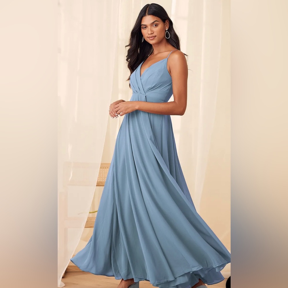LULUS ALL ABOUT LOVE🩵SLAVE BLUE🩵SPECIAL OCCASION MAXI DRESS SIZE SMALL 🌟NWT🌟
